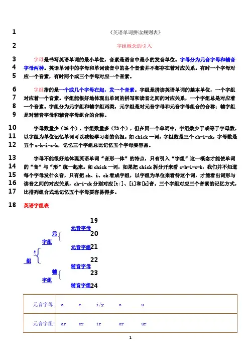 英语单词拼读规则表(打印版)