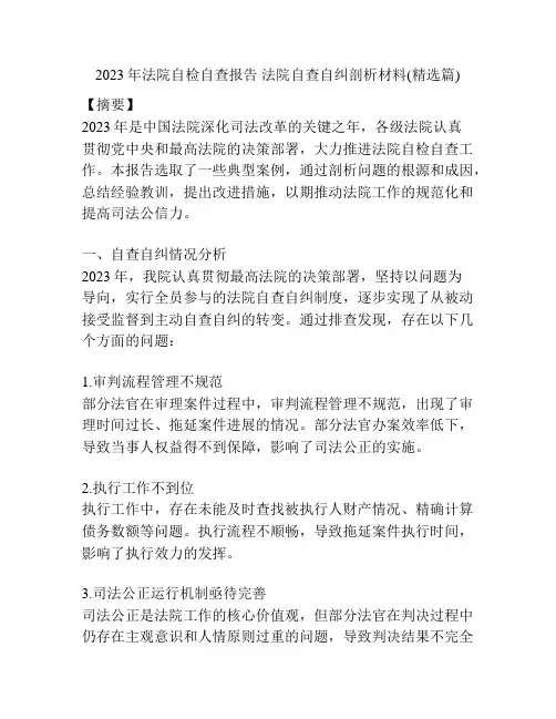 2023年法院自检自查报告 法院自查自纠剖析材料(精选篇)