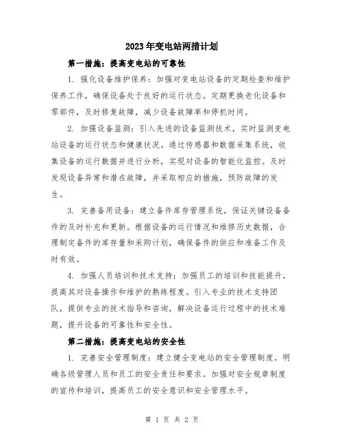 2023年变电站两措计划