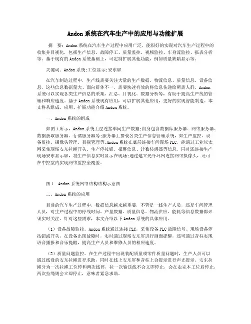 Andon系统在汽车生产中的应用与功能扩展