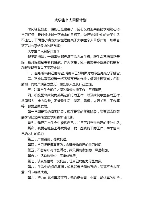 大学生个人目标计划
