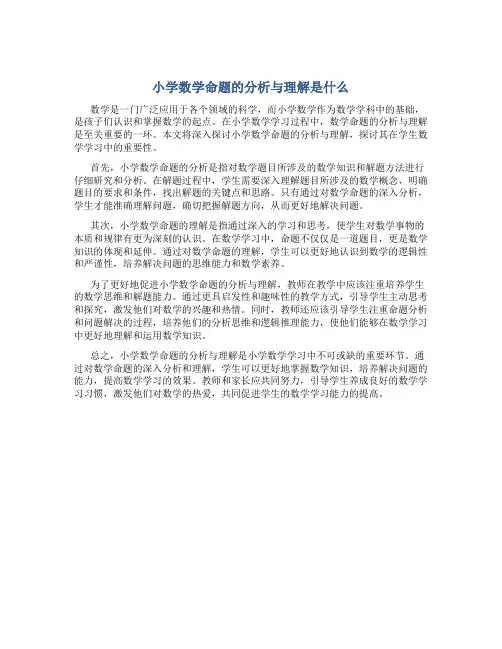 小学数学命题的分析与理解是什么