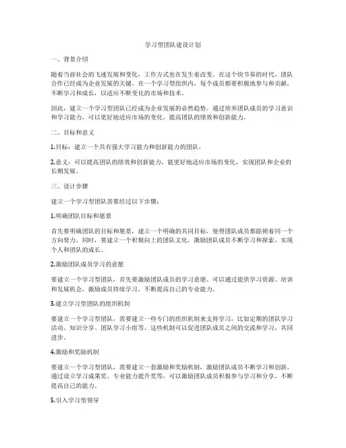 学习型团队建设计划