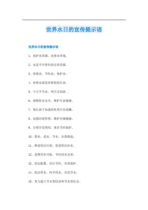 世界水日的宣传提示语