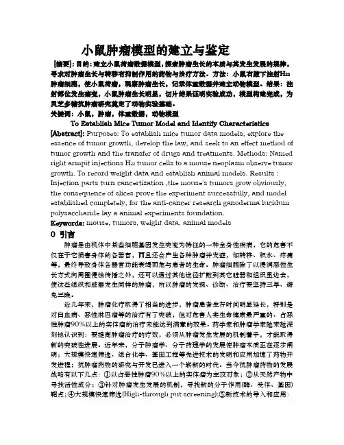 小鼠肿瘤模型建立