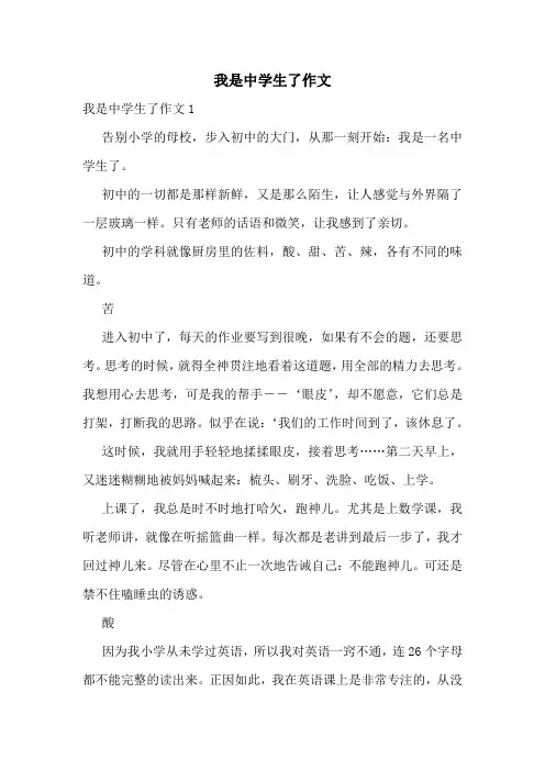 我是中学生了作文