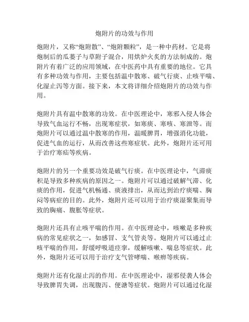 炮附片的功效与作用