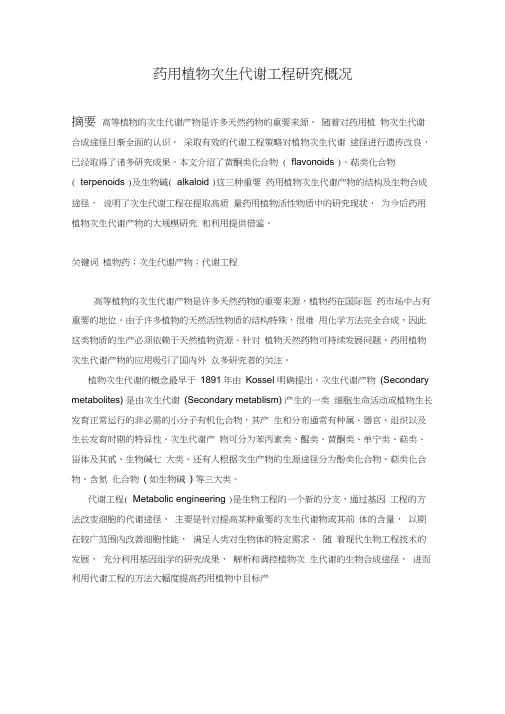 药用植物次生代谢工程研究进展
