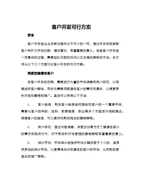 客户开发可行方案