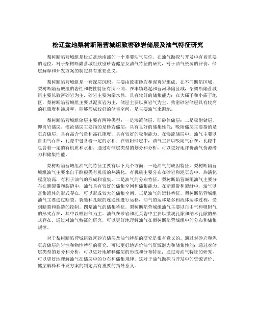松辽盆地梨树断陷营城组致密砂岩储层及油气特征研究