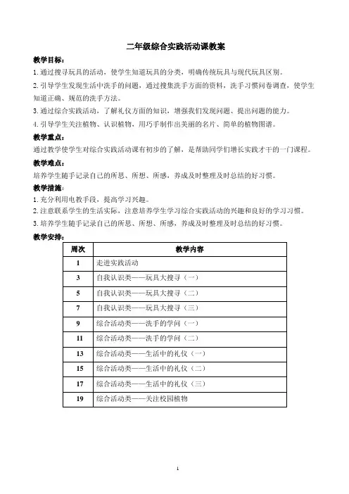 二年级综合实践课教案