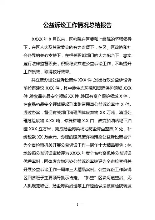 公益诉讼工作情况总结报告