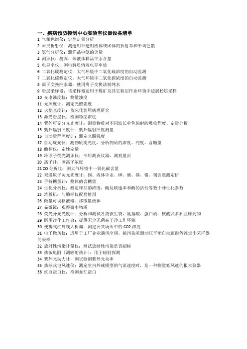 常见实验室仪器设备清单附实验室图