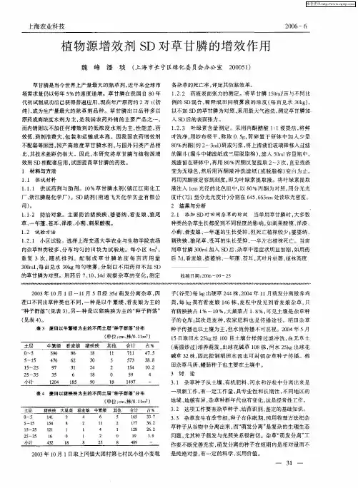 植物源增效剂SD对草甘膦的增效作用