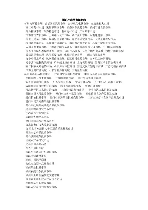 企业管理-国内小商品市场名称