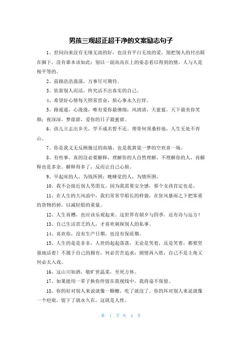 男孩三观超正超干净的文案励志句子