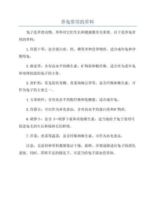 养兔常用的草料