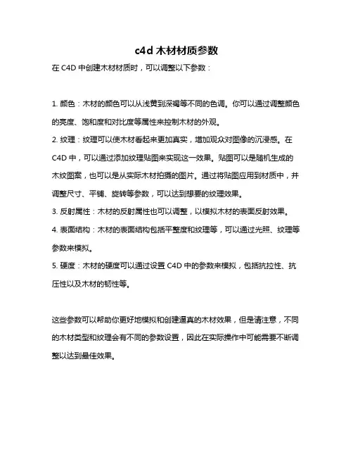 c4d木材材质参数