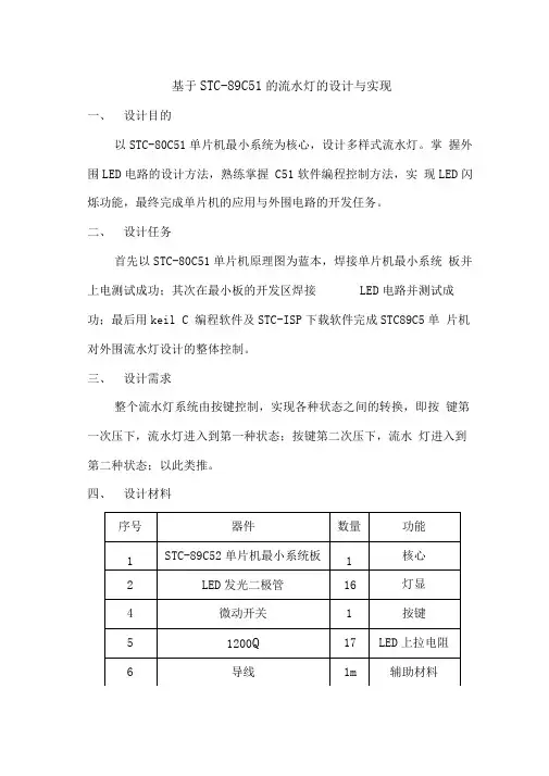 单片机最小系统实现花样流水灯