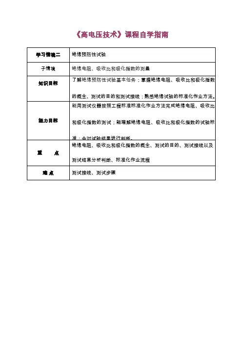 1绝缘预防性试验基本任务及绝缘电阻吸收比和极化指数的测量