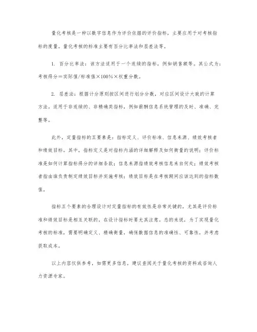 以量化考核标准