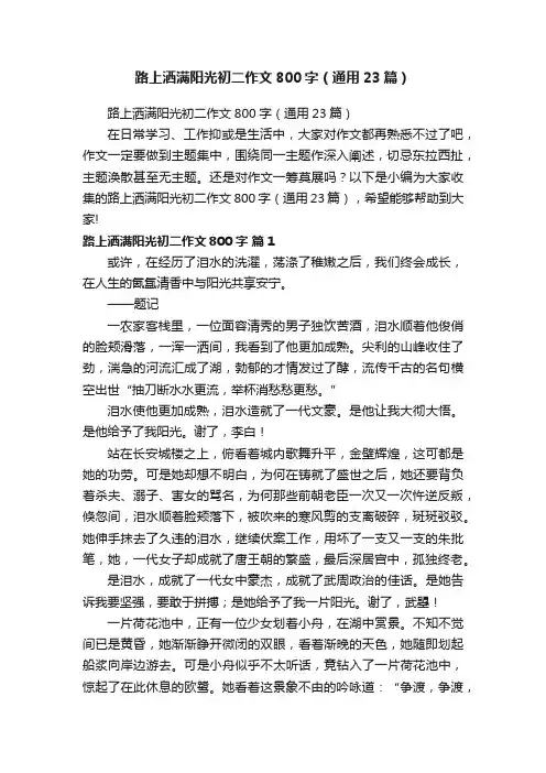 路上洒满阳光初二作文800字（通用23篇）