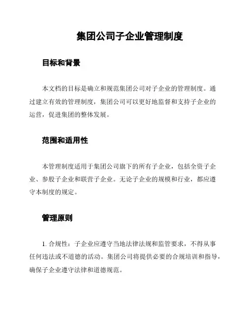 集团公司子企业管理制度