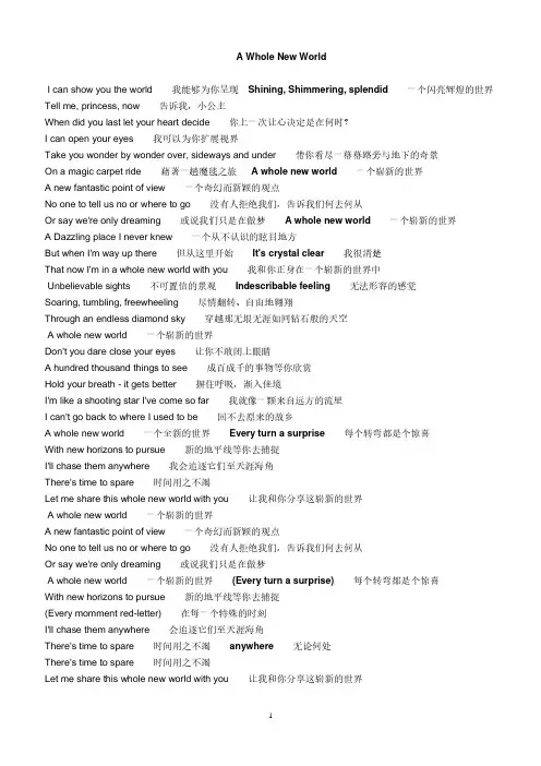 A Whole New World中英文歌词(2020年7月整理).pdf