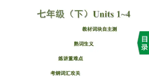 中考英语(人教新目标)一轮复习基础考点一遍过七年级(下)Units 1~4