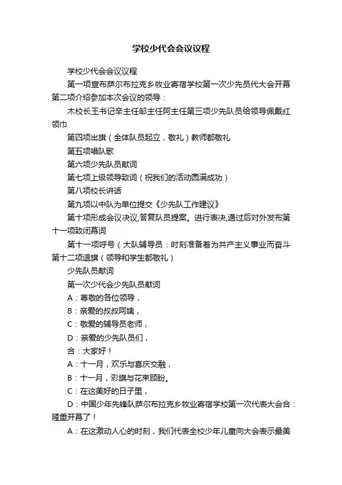 学校少代会会议议程