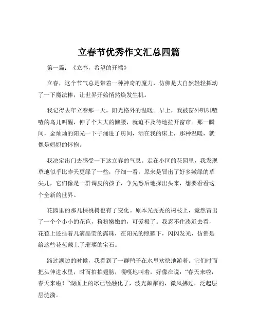 立春节优秀作文汇总四篇