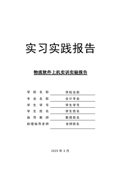 物流软件上机实训实验报告