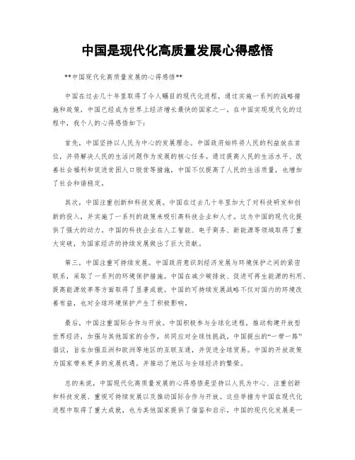 中国是现代化高质量发展心得感悟