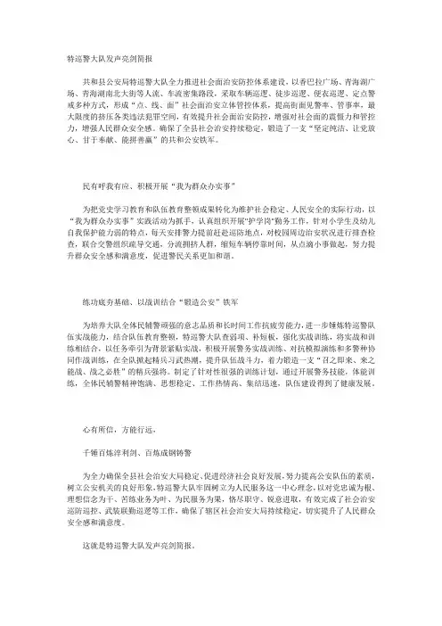 特巡警大队发声亮剑简报