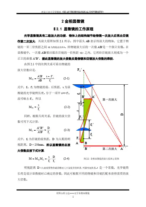 金相显微镜的结构及原理