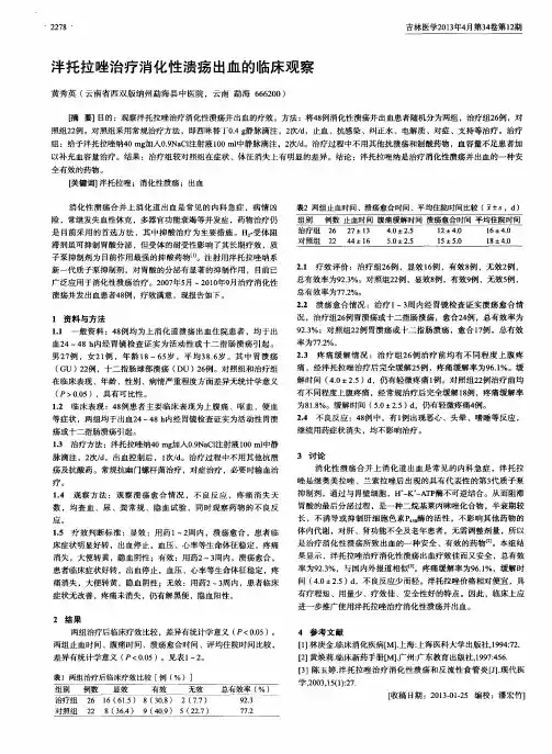 泮托拉唑治疗消化性溃疡出血的临床观察