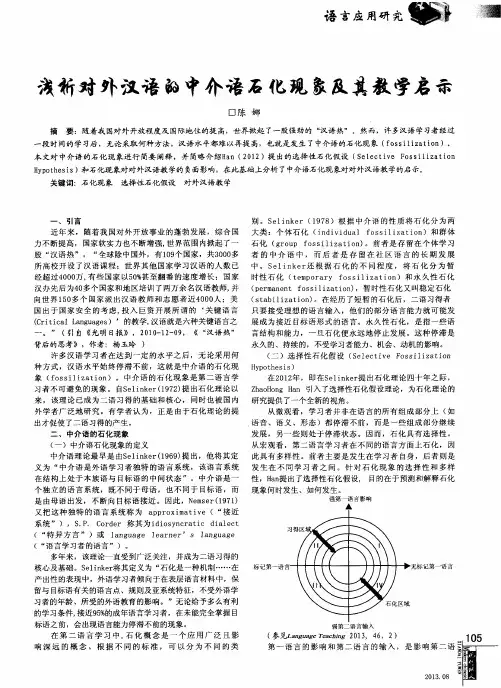 浅析对外汉语的中介语石化现象及其教学启示
