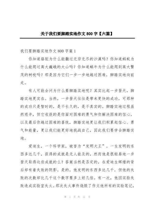 关于我们要脚踏实地作文800字【六篇】
