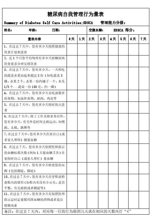 糖尿病自我管理量表