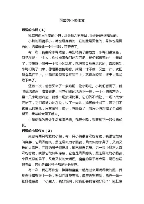 可爱的小鸭作文