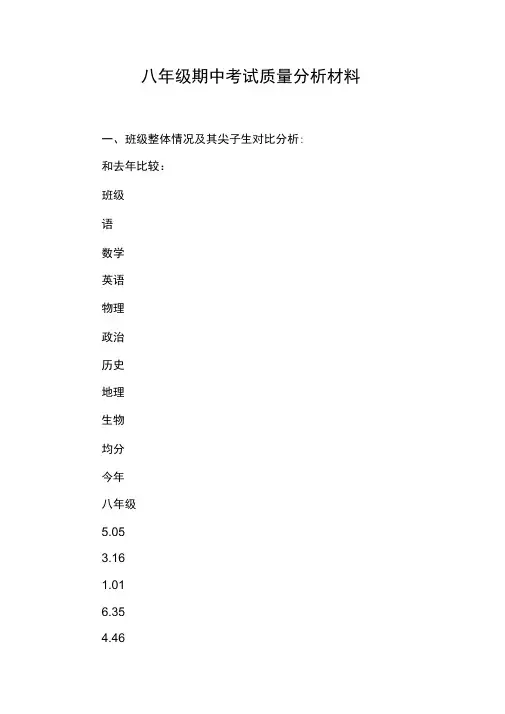 八年级期中考试质量分析材料_1