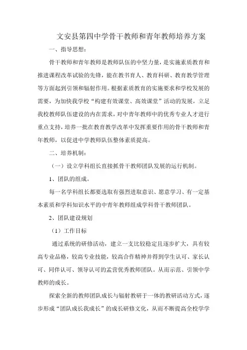 骨干教师和青年教师的培养方案