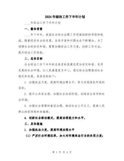 2024年综治工作下半年计划