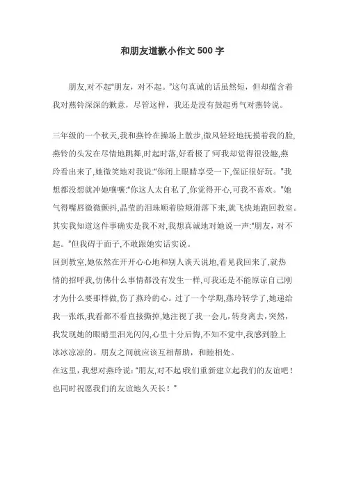 和朋友道歉小作文500字