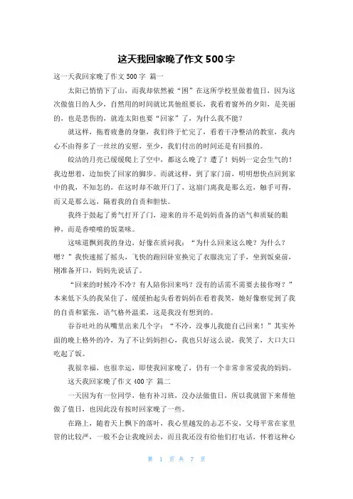 这天我回家晚了作文500字
