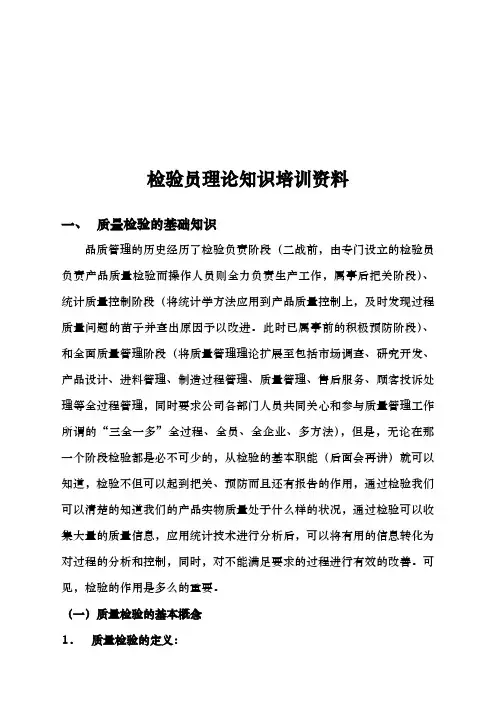质量检验员理论知识培训资料全