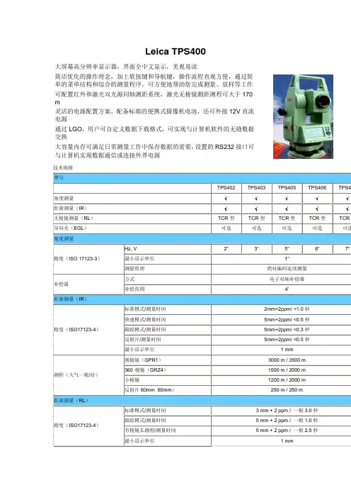 Leica TPS400使用说明
