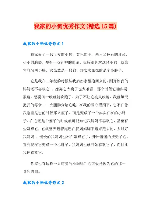 我家的小狗优秀作文(精选15篇)