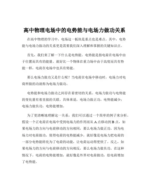 高中物理电场中的电势能与电场力做功关系