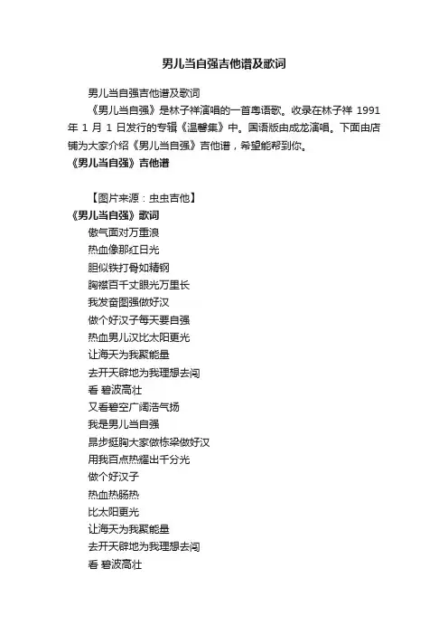 男儿当自强吉他谱及歌词